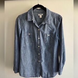 Old Navy Women's Swiss Dot Chambray Denim-look Button-Up Shirt